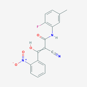 (Z)-2-cyano-N-(2-fluoro-5-methylphenyl)-3-hydroxy-3-(2-nitrophenyl)-2-propenamide