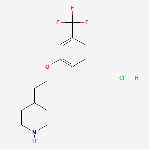 molecular formula C14H19ClF3NO B1441783 4-{2-[3-(Trifluoromethyl)phenoxy]ethyl}piperidine hydrochloride CAS No. 1219968-00-9