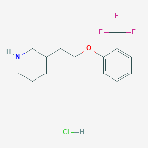 molecular formula C14H19ClF3NO B1441786 3-{2-[2-(Trifluoromethyl)phenoxy]ethyl}piperidine hydrochloride CAS No. 1219960-67-4