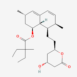 molecular formula C26H40O5 B14418236 Butanoic acid, 2-ethyl-2-methyl-, 1,2,3,7,8,8a-hexahydro-3,7-dimethyl-8-(2-(tetrahydro-4-hydroxy-6-oxo-2H-pyran-2-yl)ethyl)-1-naphthalenyl ester,(1S-(1alpha,3alpha,7beta,8beta(2S*,4S*),8abeta))- CAS No. 79902-60-6