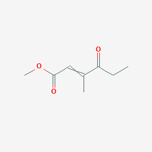 molecular formula C8H12O3 B14418502 Methyl 3-methyl-4-oxohex-2-enoate CAS No. 81734-01-2