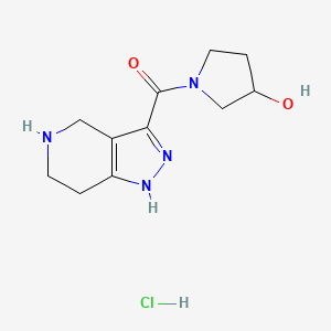 molecular formula C11H17ClN4O2 B1441864 (3-Hydroxypyrrolidin-1-yl)(4,5,6,7-tetrahydro-1H-pyrazolo[4,3-c]pyridin-3-yl)methanone hydrochloride CAS No. 1219976-33-6
