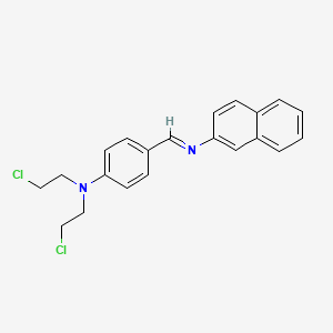 molecular formula C21H20Cl2N2 B14418734 N,N-Bis(2-chloroethyl)-4-{(E)-[(naphthalen-2-yl)imino]methyl}aniline CAS No. 83919-60-2