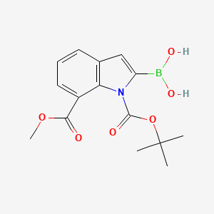 molecular formula C15H18BNO6 B1441880 (1-(tert-Butoxycarbonyl)-7-(methoxycarbonyl)-1H-indol-2-yl)boronic acid CAS No. 953411-05-7