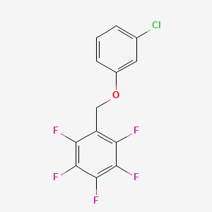 molecular formula C13H6ClF5O B14418955 Benzene, 1-((3-chlorophenoxy)methyl)-2,3,4,5,6-pentafluoro- CAS No. 87001-94-3