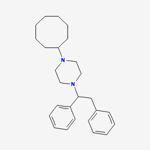 molecular formula C26H36N2 B14419030 Piperazine, 1-cyclooctyl-4-(1,2-diphenylethyl)- CAS No. 86360-50-1