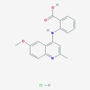 molecular formula C18H17ClN2O3 B1441908 2-((6-Methoxy-2-methylquinolin-4-yl)amino)benzoic acid hydrochloride CAS No. 1354543-09-1