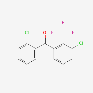molecular formula C14H7Cl2F3O B14419236 Methanone, (2-chlorophenyl)-(3-chloro-2-(trifluoromethyl)phenyl)- CAS No. 81161-69-5