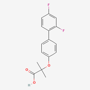 molecular formula C16H14F2O3 B14419298 Propanoic acid, 2-((2',4'-difluoro(1,1'-biphenyl)-4-yl)oxy)-2-methyl- CAS No. 79781-89-8