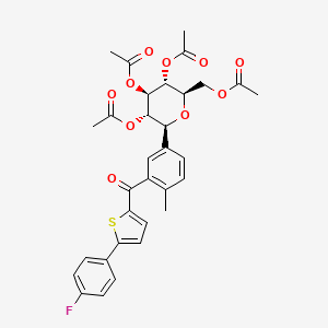 molecular formula C32H31FO10S B1441934 (1S)-2,3,4,6-Tetra-O-acetyl-1,5-anhydro-1-{3-[5-(4-fluorophenyl)thiophene-2-carbonyl]-4-methylphenyl}-D-glucitol CAS No. 1312811-00-9