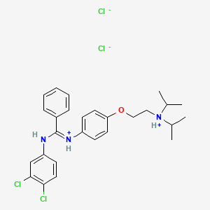 molecular formula C27H33Cl4N3O B14419457 Benzamidine, N'-(3,4-dichlorophenyl)-N-(p-(2-(diisopropylamino)ethoxy)phenyl)-, dihydrochloride CAS No. 80785-16-6
