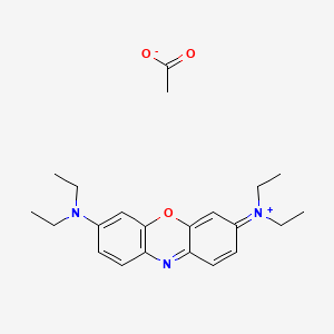molecular formula C20H26N3O.C2H3O2<br>C22H29N3O3 B14419873 Phenoxazin-5-ium, 3,7-bis(diethylamino)-, acetate CAS No. 79916-07-7