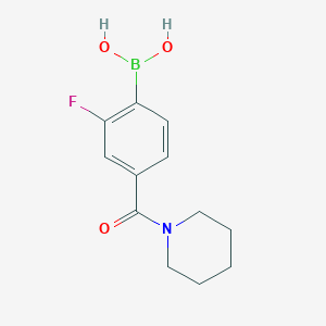 molecular formula C12H15BFNO3 B1442001 (2-Fluoro-4-(piperidine-1-carbonyl)phenyl)boronic acid CAS No. 874289-26-6