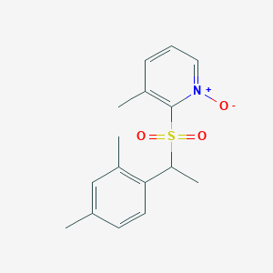 molecular formula C16H19NO3S B14420147 Pyridine, 2-[[1-(2,4-dimethylphenyl)ethyl]sulfonyl]-3-methyl-, 1-oxide CAS No. 84981-29-3