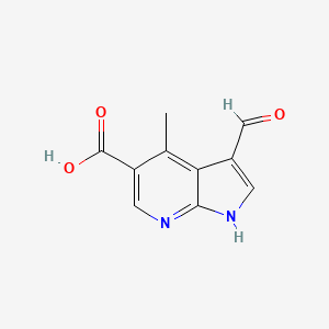 molecular formula C10H8N2O3 B1442042 3-formyl-4-methyl-1H-pyrrolo[2,3-b]pyridine-5-carboxylic acid CAS No. 1190313-55-3