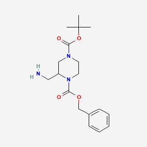 molecular formula C18H27N3O4 B1442057 1-Benzyl 4-tert-butyl 2-(aminomethyl)piperazine-1,4-dicarboxylate CAS No. 317365-34-7