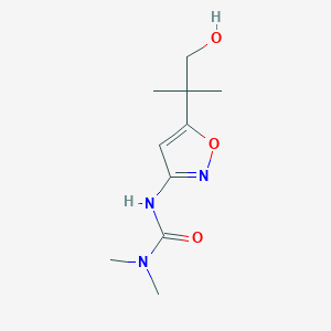 molecular formula C10H17N3O3 B14420970 Urea, N'-(5-(2-hydroxy-1,1-dimethylethyl)-3-isoxazolyl)-N,N-dimethyl- CAS No. 81202-18-8