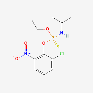 molecular formula C11H16ClN2O4PS B14421186 Phosphoramidothioic acid, (1-methylethyl)-, O-(2-chloro-6-nitrophenyl)O-ethyl ester CAS No. 87112-25-2