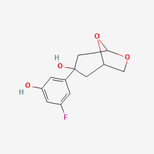 molecular formula C12H13FO4 B1442132 3-(3-Fluoro-5-hydroxyphenyl)-6,8-dioxabicyclo[3.2.1]octan-3-OL CAS No. 1313254-77-1