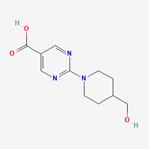 molecular formula C11H15N3O3 B1442138 2-(4-(Hydroxymethyl)piperidin-1-yl)pyrimidine-5-carboxylic acid CAS No. 1022927-90-7