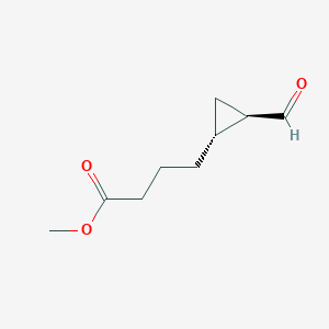 molecular formula C9H14O3 B14421410 methyl 4-[(1R,2R)-2-formylcyclopropyl]butanoate CAS No. 81677-44-3