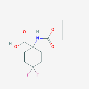 molecular formula C12H19F2NO4 B1442150 1-(Tert-butoxycarbonylamino)-4,4-difluorocyclohexanecarboxylic acid CAS No. 1196151-58-2