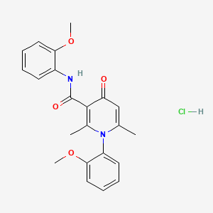 molecular formula C22H23ClN2O4 B14421500 Nicotinamide, 1,4-dihydro-N,1-bis(o-methoxyphenyl)-2,6-dimethyl-4-oxo-, monohydrochloride CAS No. 80357-34-2