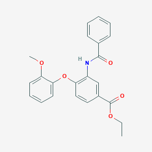 molecular formula C23H21NO5 B14421566 Ethyl 3-benzamido-4-(2-methoxyphenoxy)benzoate CAS No. 81401-68-5
