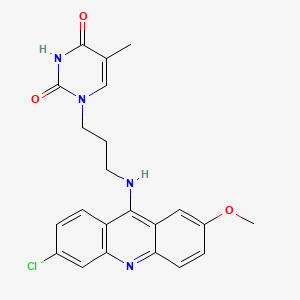 molecular formula C22H21ClN4O3 B14421843 2,4(1H,3H)-Pyrimidinedione, 1-(3-((6-chloro-2-methoxy-9-acridinyl)amino)propyl)-5-methyl- CAS No. 79953-25-6