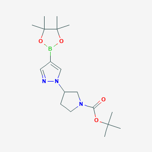 molecular formula C18H30BN3O4 B1442203 tert-Butyl 3-(4-(4,4,5,5-tetramethyl-1,3,2-dioxaborolan-2-yl)-1H-pyrazol-1-yl)pyrrolidine-1-carboxylate CAS No. 1359974-18-7