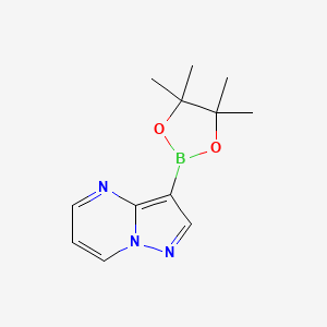 molecular formula C12H16BN3O2 B1442229 3-(4,4,5,5-Tetramethyl-1,3,2-dioxaborolan-2-YL)pyrazolo[1,5-A]pyrimidine CAS No. 1169690-88-3