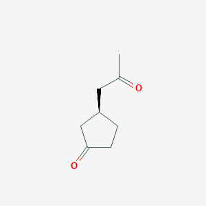 molecular formula C8H12O2 B14422491 (3R)-3-(2-Oxopropyl)cyclopentan-1-one CAS No. 84308-31-6