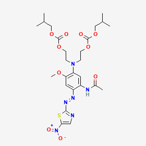 molecular formula C26H36N6O10S B14422967 Isobutyl 5-(5-acetamido-2-methoxy-4-((5-nitrothiazol-2-yl)azo)phenyl)-12-methyl-9-oxo-2,8,10-trioxa-5-azatridecanoate CAS No. 82457-22-5