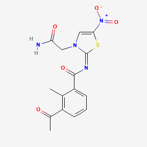 molecular formula C15H14N4O5S B14422970 N-Acetyl-2-((2-methylbenzoyl)imino)-5-nitro-3(2H)-thiazoleacetamide CAS No. 79798-91-7