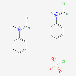 molecular formula C16H18Cl3N2O3P B14423097 Bis[(E)-chloro-N-methyl-N-phenylmethaniminium] phosphorochloridate CAS No. 80984-92-5