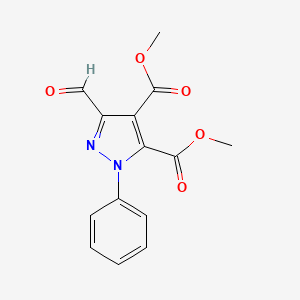 molecular formula C14H12N2O5 B14423103 Dimethyl 3-formyl-1-phenyl-1H-pyrazole-4,5-dicarboxylate CAS No. 84283-74-9