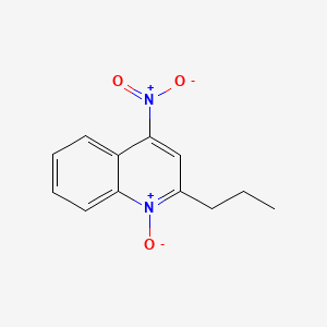 molecular formula C12H12N2O3 B14423112 Quinoline, 4-nitro-2-propyl-, 1-oxide CAS No. 86475-96-9
