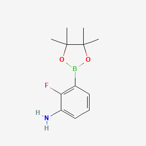 molecular formula C12H17BFNO2 B1442318 2-Fluoro-3-(4,4,5,5-tetramethyl-1,3,2-dioxaborolan-2-yl)aniline CAS No. 1231892-80-0
