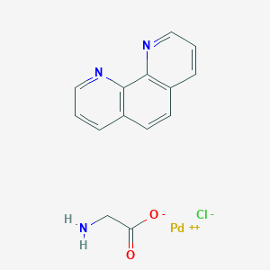 molecular formula C14H12ClN3O2Pd B144232 1,10-Phenanthroline-glycine palladium(II) CAS No. 132958-37-3