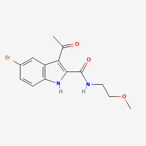 molecular formula C14H15BrN2O3 B1442321 3-acetyl-5-bromo-N-(2-methoxyethyl)-1H-indole-2-carboxamide CAS No. 1202766-05-9