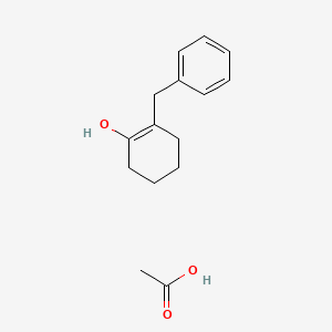 molecular formula C15H20O3 B14423664 Acetic acid--2-benzylcyclohex-1-en-1-ol (1/1) CAS No. 81418-18-0