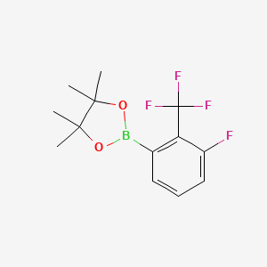 molecular formula C13H15BF4O2 B1442397 2-(3-Fluoro-2-(trifluoromethyl)phenyl)-4,4,5,5-tetramethyl-1,3,2-dioxaborolane CAS No. 1192548-05-2