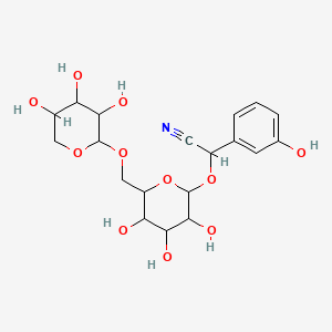 molecular formula C19H25NO11 B14424089 Benzeneacetonitrile, 3-hydroxy-alpha-((6-O-beta-D-xylopyranosyl-beta-D-glucopyranosyl)oxy)-, (alphaS)- CAS No. 82083-98-5