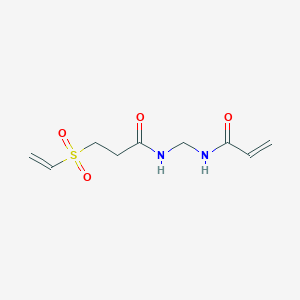 molecular formula C9H14N2O4S B14424415 N-{[3-(Ethenesulfonyl)propanamido]methyl}prop-2-enamide CAS No. 85888-78-4