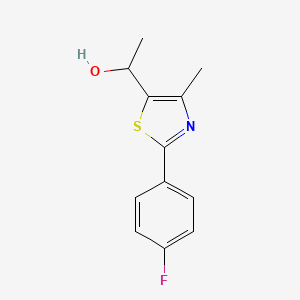 molecular formula C12H12FNOS B1442456 1-[2-(4-Fluorophenyl)-4-methyl-1,3-thiazol-5-yl]ethan-1-ol CAS No. 1250351-66-6