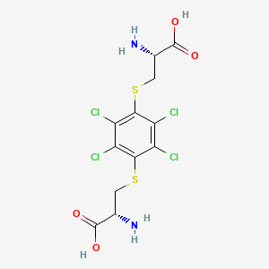 molecular formula C12H12Cl4N2O4S2 B14424584 L-Cysteine, S,S'-(2,3,5,6-tetrachloro-1,4-phenylene)bis- CAS No. 81100-03-0