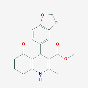 molecular formula C19H19NO5 B144247 Methyl 2-methyl-4-(3,4-(methylenedioxy)phenyl)-5-oxo-1,4,5,6,7,8-hexahydroquinoline-3-carboxylate CAS No. 139758-86-4