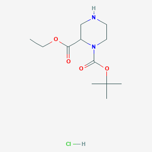 molecular formula C12H23ClN2O4 B1442481 Ethyl 1-boc-piperazine-2-carboxylate hydrochloride CAS No. 741288-80-2