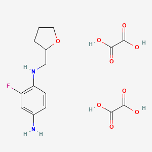 2-Fluoro-1-N-(oxolan-2-ylmethyl)benzene-1,4-diamine, bis(oxalic acid)