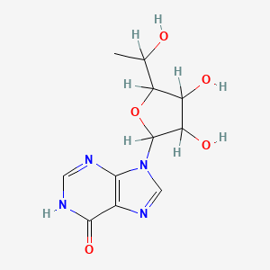 molecular formula C11H14N4O5 B14424976 9-(6-Deoxyhexofuranosyl)-9H-purin-6-ol CAS No. 85421-86-9